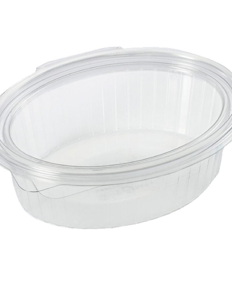Salatbakke med hængslet låg – 250 ml – Oval